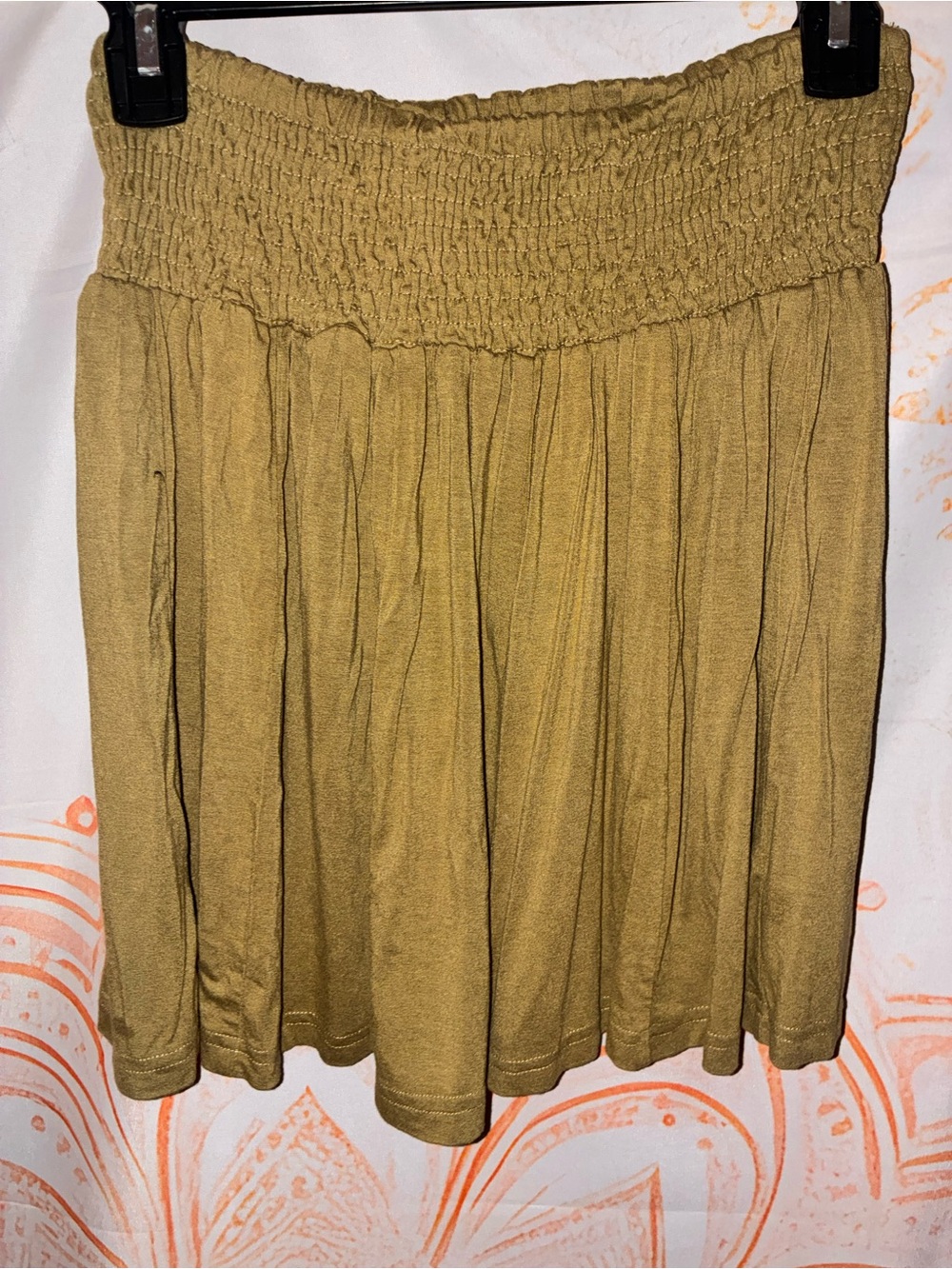 EARTHBOUND Olive Smocked Waist Mini Skirt